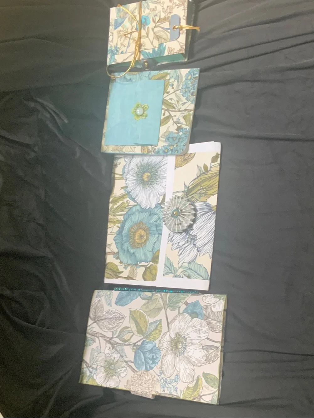 Floral Blue & Cream Stationery Set - Home Office Notebook Pack